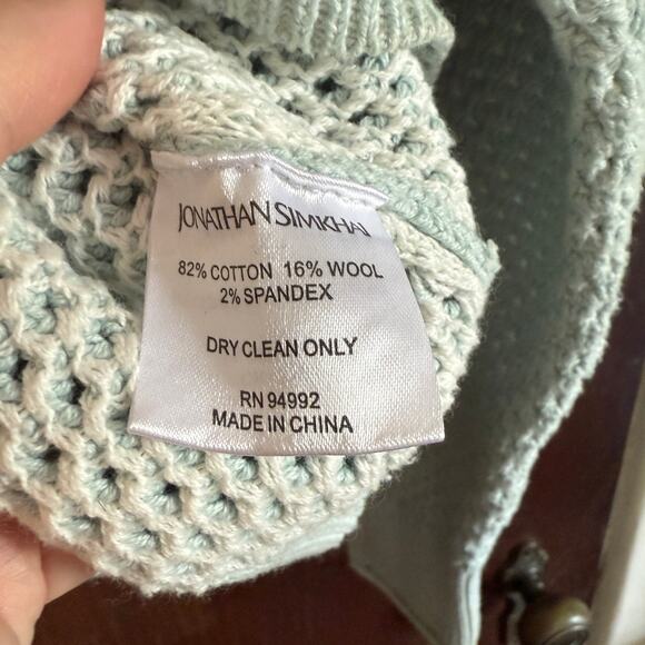 JONATHAN SIMKHAI Blue Ariella Plaited Polo Quarter Zip Sweater Tide White Medium - Picture 5 of 7